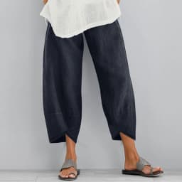 Women Harem Pants Vintage Cotton Linen Elastic Waist Wide Leg Trousers Female Casual Solid Pockets Loose Cropped Pants
