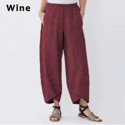 Women Harem Pants Vintage Cotton Linen Elastic Waist Wide Leg Trousers Female Casual Solid Pockets Loose Cropped Pants