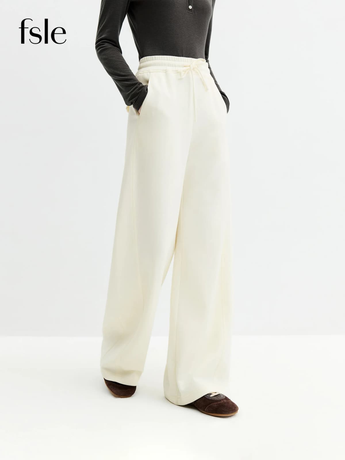 FSLE 2026 Fall Women's High Waisted Barrel Leg Soft Brushed Fleece Jogger Pants - Straight Cut Casual Pants for Daily Wear