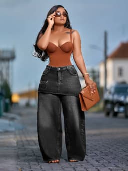 Denim Pant Women Jeans Vintage Wide Leg Long Pants Slim Fit High Waist Straight Trousers Y2k Streetwear Elegant Work Casual
