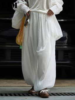 [EAM] High Elastic Waist White Thin Pleated Long Wide Leg Pants New Trousers Women Fashion Tide Spring Autumn 2026 1DJ3267