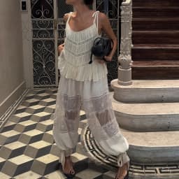 Womens Wide Leg Pants Woman Y2K Lace Trim Hem Long Bloomers Drawstring Mid Rise Casual Street Loose Trousers