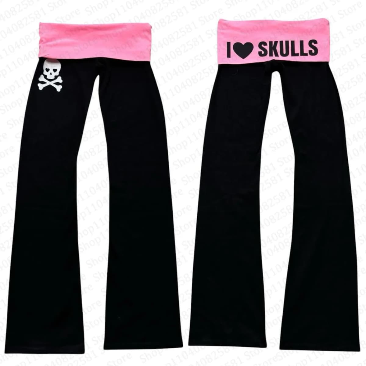 Aesthetic Fashion Skull Print Y2K Pants Rusty Rock Style Comfortable Wide Leg Pants Mock Gothic Retro Casual Women's Emo Girl
