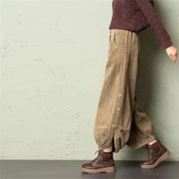 Corduroy Lantern Wide-Leg Pants Women High Waist Trousers 2025 Autumn New Corduroy Loose Pocket Khaki Black Pants Female