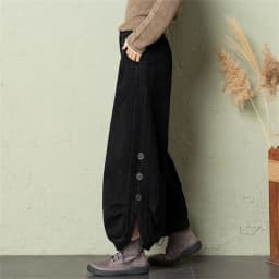 Corduroy Lantern Wide-Leg Pants Women High Waist Trousers 2025 Autumn New Corduroy Loose Pocket Khaki Black Pants Female