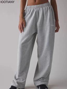 Pink Y2k Women's Casual Loose-fitting Letter Embroidery Gray Jogging Pants Wide-leg Straight Leg Pants Classic Sports Pants 2026