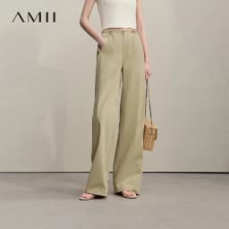 Amii Women's Pants 2026 Summer New Textured Loose Wide Leg Trousers Elastic Waist Casual Versatile Pants For Women 12622110
