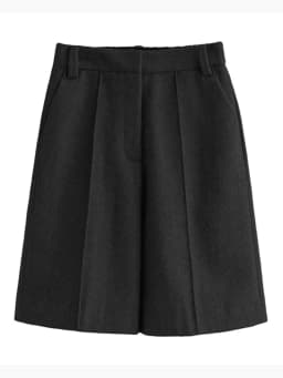MiuKoMiYa Woolen Straight Shorts For Women Thick Warm Office Wear Ladies Black Wool Bermuda Shorts Women Winter Cropped Pants