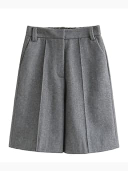 MiuKoMiYa Woolen Straight Shorts For Women Thick Warm Office Wear Ladies Black Wool Bermuda Shorts Women Winter Cropped Pants