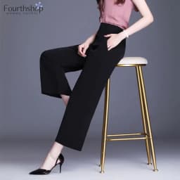 2025 New Elegant Wide Leg Red Pants Women Casual High Waist Elastic Solid Korean OL Fashion Straight Trousers Black Outfits