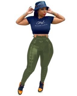 CM.YAYA Women Faux Leather Zipper Splicing Pants Leggings High Waist Pencil PU Trousers Draped Streetwear Pants