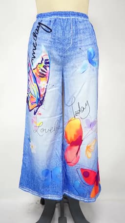 CM.YAYA Fashion Women Fake Denim 3D floral Print Loose Wide Leg Jogger Pants 2025 Streetwear  Active Hip Hop Sweatpants Trousers