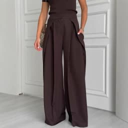 Women Wide Leg Suit Pants Stretch High Waist Straight Floor Length Vintage Draped Trousers Spring Summer 2026 Office Lady