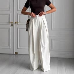 Women Wide Leg Suit Pants Stretch High Waist Straight Floor Length Vintage Draped Trousers Spring Summer 2026 Office Lady