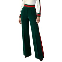 Modigirl Women's Spring Vintage Green Wide Leg Pants 2026 High Waist Contrast Color Striped Side Formal Evening Ladies Trousers