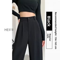 Black High Waist Wide Leg Pants Women's Loose Fit Slim Version Straight Cut Suit Trousers Summer New Arrival Casual Pants
