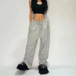 Elegant Women's Pants Fashion High Waist Drawstring Pockets Streetwear Loose Stretchy Legging Casual Joggers Wide Leg Trousers