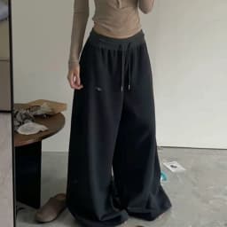 Elegant Women's Pants Fashion High Waist Drawstring Pockets Streetwear Loose Stretchy Legging Casual Joggers Wide Leg Trousers