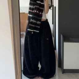 Elegant Women's Pants Fashion High Waist Drawstring Pockets Streetwear Loose Stretchy Legging Casual Joggers Wide Leg Trousers