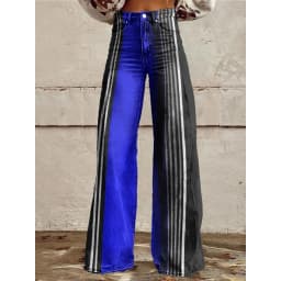 Retro Stripe Flare Pants for Women Sexy High Waist Wide Leg Trousers Fall Fashion Casual & Party Palazzo Pants Daily Wear