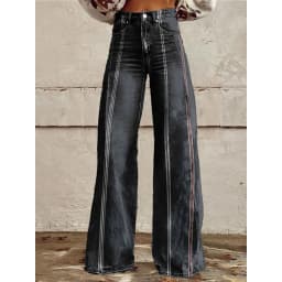 Retro Stripe Flare Pants for Women Sexy High Waist Wide Leg Trousers Fall Fashion Casual & Party Palazzo Pants Daily Wear