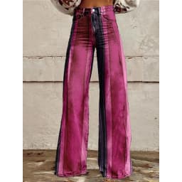 Retro Stripe Flare Pants for Women Sexy High Waist Wide Leg Trousers Fall Fashion Casual & Party Palazzo Pants Daily Wear