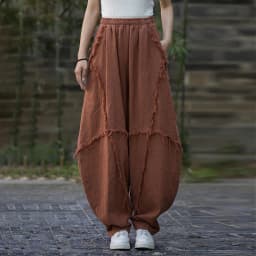 High Quality Cotton Linen Harem Pants Women New Arrival 2024 Autumn Vintage Style Solid Color Loose Female Casual Trousers M061