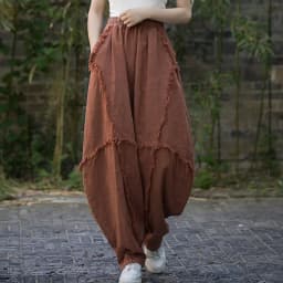 High Quality Cotton Linen Harem Pants Women New Arrival 2024 Autumn Vintage Style Solid Color Loose Female Casual Trousers M061