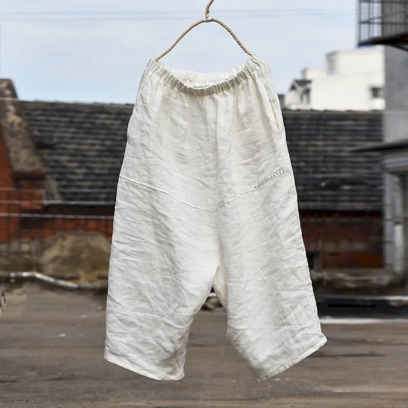 Lantern Pants Women Solid Summer Elastic Waist Loose Casual Baggy Pants Korean Style Cropped Trousers Streetwear Women Clothing