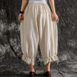 Johnature New Casual Vintage Cotton Linen Ankle-length Harem Pants Summer Solid Color Tassel Pockets Women Pants