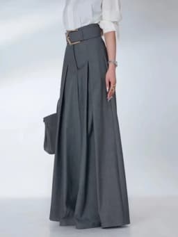 Krisstarsgirls Elegant Urban Office Loose Pants for Woman 2025 Autumn Spring Full Length Bottoms Womens’s Gray Wide Leg Trousers