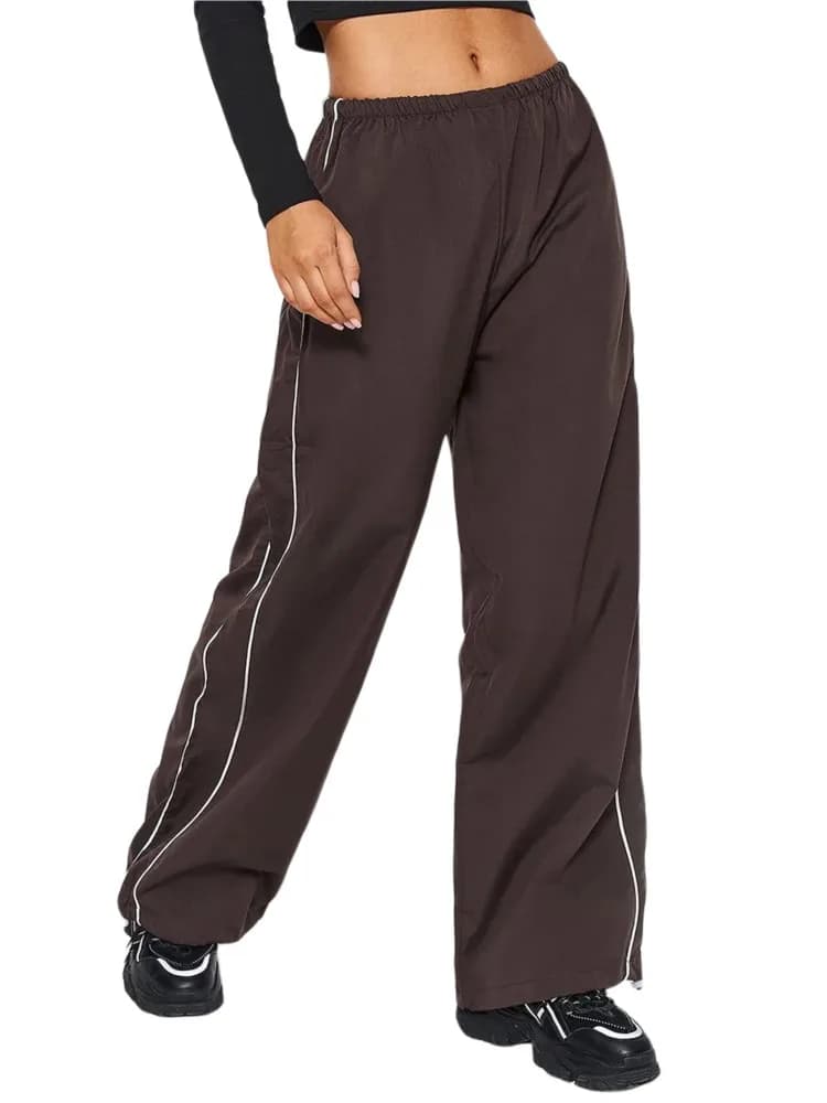 New Y2K Women Vintage Baggy Cargo Pants Women Drawstring Elastic Low Waist Parachute Pants Sweatpants Loose Hippie Pant Trousers