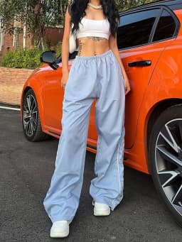 New Y2K Women Vintage Baggy Cargo Pants Women Drawstring Elastic Low Waist Parachute Pants Sweatpants Loose Hippie Pant Trousers