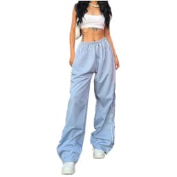 New Y2K Women Vintage Baggy Cargo Pants Women Drawstring Elastic Low Waist Parachute Pants Sweatpants Loose Hippie Pant Trousers