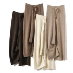 Elastic Waist 100% Merino Wool Women's Full Length Pants Winter Thickened Knitted Long Solid Color Warm Pantalones Mujer