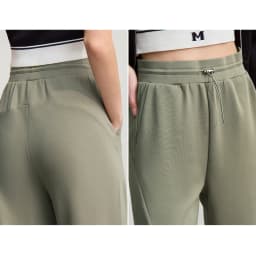 Amii Cotton Pants For Woman 2026 Autumn New Adjustable Rubber Band Waist Casual Pants Long Wide Leg Knit Women Trousers 12641040