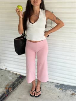 Summer Gaucho Pants Women Fold Over Cropped Capri Pants Low Rise Wide Leg Yoga Capris Palazzo Culotte Stretch Bottoms Streetwear