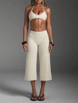 Summer Gaucho Pants Women Fold Over Cropped Capri Pants Low Rise Wide Leg Yoga Capris Palazzo Culotte Stretch Bottoms Streetwear