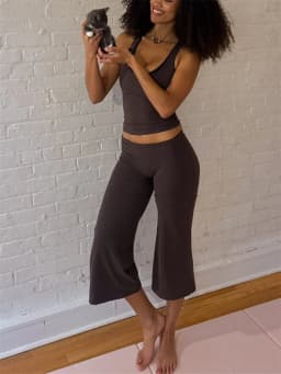 Summer Gaucho Pants Women Fold Over Cropped Capri Pants Low Rise Wide Leg Yoga Capris Palazzo Culotte Stretch Bottoms Streetwear