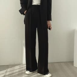 Temperament Wide Leg Suits Pants Women Autumn Winter Button High Waist Pants Woman Pleated Solid Color Straight Trouser Ladies