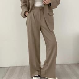 Temperament Wide Leg Suits Pants Women Autumn Winter Button High Waist Pants Woman Pleated Solid Color Straight Trouser Ladies