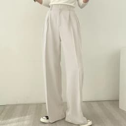 Temperament Wide Leg Suits Pants Women Autumn Winter Button High Waist Pants Woman Pleated Solid Color Straight Trouser Ladies