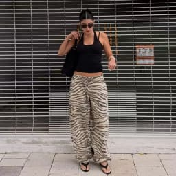MUJER Animal Print Wide Pants Woman Summer Mid Waist Trousers Womens Holiday Baggy Pants Woman Casual Sports Pants for Women