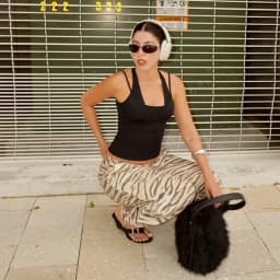 MUJER Animal Print Wide Pants Woman Summer Mid Waist Trousers Womens Holiday Baggy Pants Woman Casual Sports Pants for Women