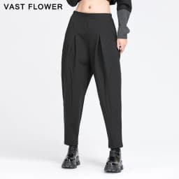Pleated Loose Harem Pants Women New 2025 Autumn spring  Elastic Waist Black Pocket Fashion All Match Casual womenTrousers