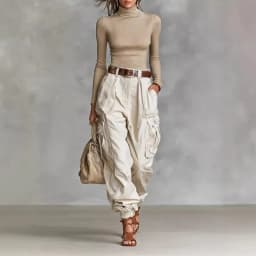 Vintage Casual Loose Multi Pocket Work Pants Vacation Solid Color Sports Pants Women Temperament with Ankle Cuffs Sweatshirt