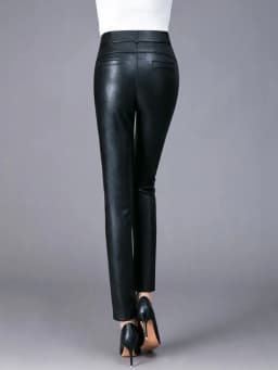 Women Elastic High Waist Genuine Real Leather Pants Female Fashion Harem Pants Ladies Pockets Mujer Streetwear Pants G254
