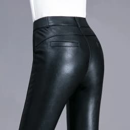 Women Elastic High Waist Genuine Real Leather Pants Female Fashion Harem Pants Ladies Pockets Mujer Streetwear Pants G254
