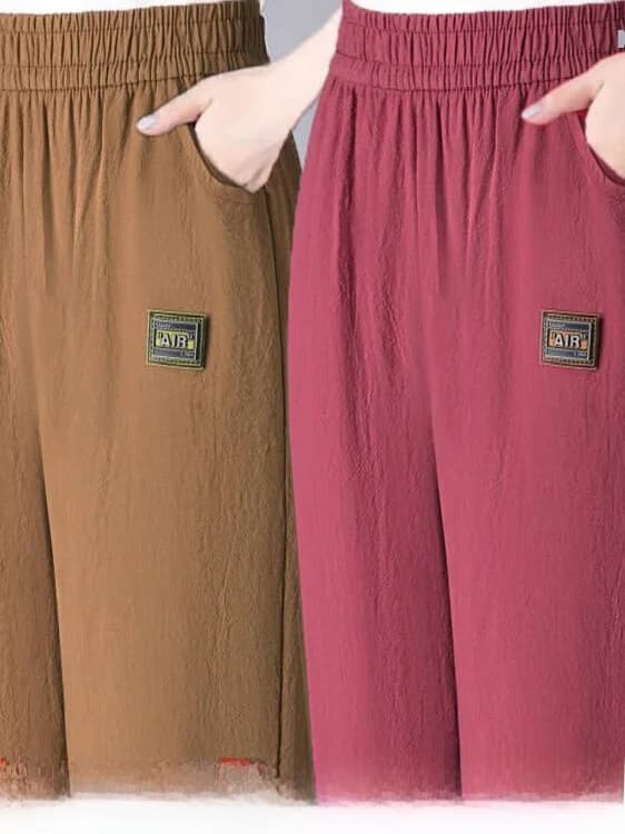 Summer Cotton Linen Loose Fit Thin High Waist Straight Leg Harem Pants for Women Korean Style Nine Points Trendy Trousers