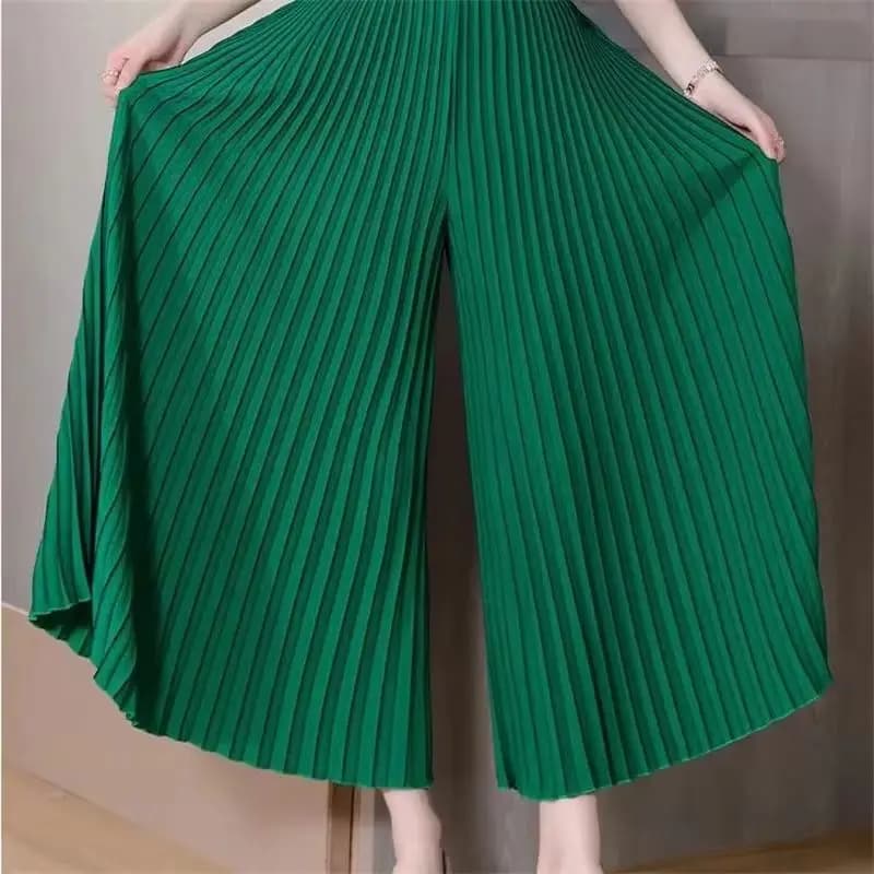 Women's Pleated Pants 2025 Spring Summer Fashion Slim Loose Ladies Trousers High Waisted Straight Femme Wide-leg Pants